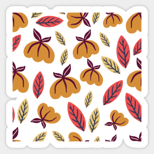 Cosy autumn pattern, with falling leaves and pumpkins Sticker